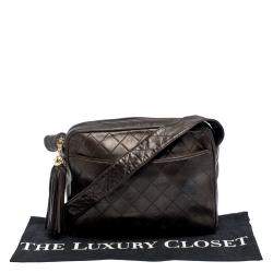 مملوكة مسبقًا Chanel Dark Brown Quilted Leather Tassel Vintage Camera Bag