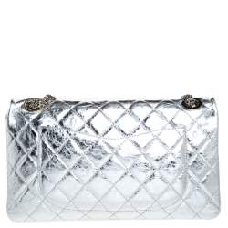 مملوكة مسبقًا Chanel Metallic Silver Quilted Leather Reissue 2.55 Classic 228 Flap Bag