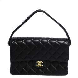 Chanel Black Quilted Leather Vintage Double Sided Flap Bag