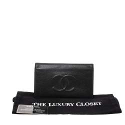 Pre Owned Chanel Dark Grey Caviar Timeless CC L Yen Wallet