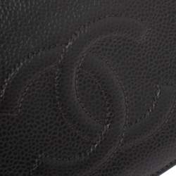 Pre Owned Chanel Dark Grey Caviar Timeless CC L Yen Wallet