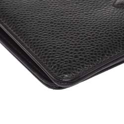 Pre Owned Chanel Dark Grey Caviar Timeless CC L Yen Wallet