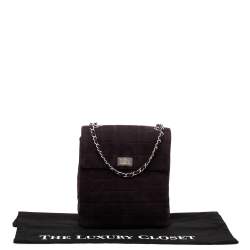 Pre Owned Chanel Dark Plum Chocolate Bar Quilted Suede Vintage Multipocket Flap Bag