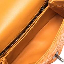 Pre Owned Chanel Orange Python Mini Coco Top Handle Bag