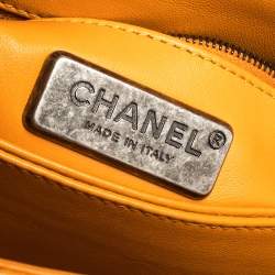 Pre Owned Chanel Orange Python Mini Coco Top Handle Bag