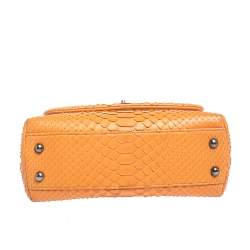 Pre Owned Chanel Orange Python Mini Coco Top Handle Bag