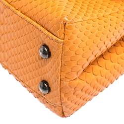 Pre Owned Chanel Orange Python Mini Coco Top Handle Bag