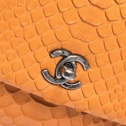 Pre Owned Chanel Orange Python Mini Coco Top Handle Bag
