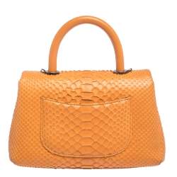 Pre Owned Chanel Orange Python Mini Coco Top Handle Bag