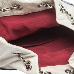 Pre Owned Chanel White/Black Quilted Leather Gabrielle Bucket Bag