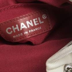 Pre Owned Chanel White/Black Quilted Leather Gabrielle Bucket Bag