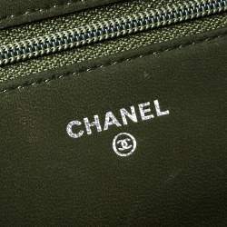 Chanel Moose Green Quilted Leather Boy Wallet on Chain