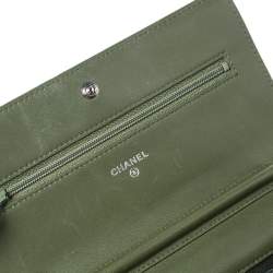 Chanel Moose Green Quilted Leather Boy Wallet on Chain