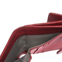 Chanel Red Embossed Quilted Patent Leather French Wallet