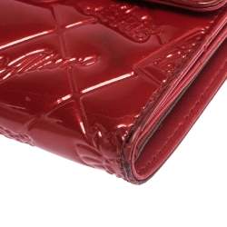 Chanel Red Embossed Quilted Patent Leather French Wallet