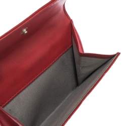 Chanel Red Embossed Quilted Patent Leather French Wallet