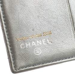 Chanel Dark Red Leather Camellia Embossed French Wallet