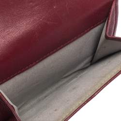 Chanel Dark Red Leather Camellia Embossed French Wallet