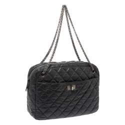 Pre Owned Chanel Grey Quilted Leather Large Reissue Camera Bag