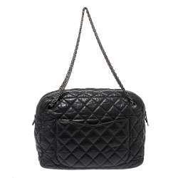 Pre Owned Chanel Grey Quilted Leather Large Reissue Camera Bag
