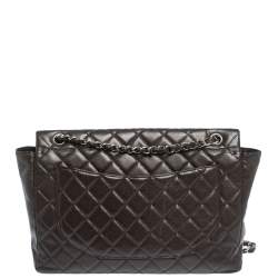 Pre Owned Chanel Brown Quilted Leather Maxi Classic Single Flap Bag