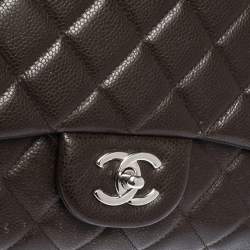 Pre Owned Chanel Brown Quilted Leather Maxi Classic Single Flap Bag