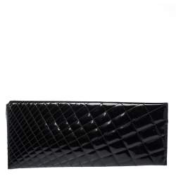 مملوكة مسبقًا حقيبة كلتش شانيل "غالا" بسحاب جلد لامع مبطن أسود