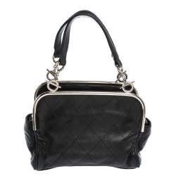 Pre Owned Chanel Black Quilted Leather Frame Bag
