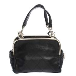 Pre Owned Chanel Black Quilted Leather Frame Bag
