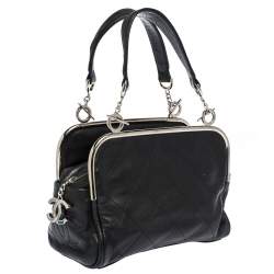 Pre Owned Chanel Black Quilted Leather Frame Bag