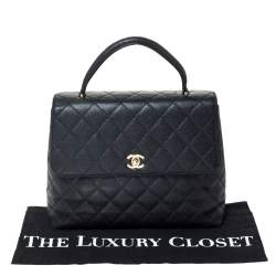 Pre Owned Chanel Black Caviar Leather Vintage Kelly Bag