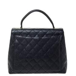 Pre Owned Chanel Black Caviar Leather Vintage Kelly Bag