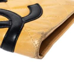 Pre Owned محفظة شانيل "كامبون ليجني" ثنائية الطية جلد كريمي