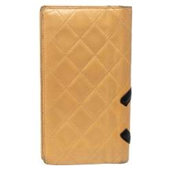 Pre Owned محفظة شانيل "كامبون ليجني" ثنائية الطية جلد كريمي