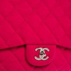 Pre Owned حقيبة شانيل "ماكسي كلاسيك" بقلاب واحد جيرسيه مبطن أرجواني