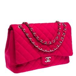 Pre Owned حقيبة شانيل "ماكسي كلاسيك" بقلاب واحد جيرسيه مبطن أرجواني