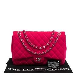 Pre Owned حقيبة شانيل "ماكسي كلاسيك" بقلاب واحد جيرسيه مبطن أرجواني