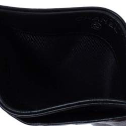 Pre Owned Chanel Black Chevron Leather Card Holder