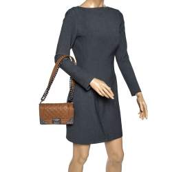 Pre Owned Chanel Brown Quilted Leather Paris Dallas Boy Bag