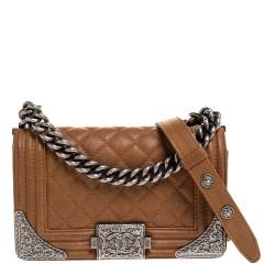 Chanel Brown Quilted Leather Paris Dallas Boy Bag Chanel