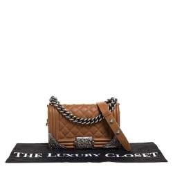 Pre Owned Chanel Brown Quilted Leather Paris Dallas Boy Bag