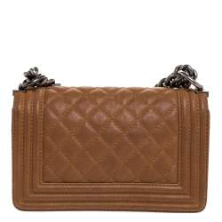 Pre Owned Chanel Brown Quilted Leather Paris Dallas Boy Bag