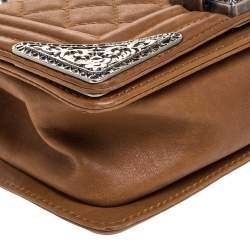 Pre Owned Chanel Brown Quilted Leather Paris Dallas Boy Bag