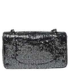 Pre Owned حقيبة شانيل قلاب مزدوج شانيل كلاسيكية سلسلة بيجو متوسطة جلد مبطنة سوداء