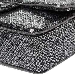 Pre Owned حقيبة شانيل قلاب مزدوج شانيل كلاسيكية سلسلة بيجو متوسطة جلد مبطنة سوداء