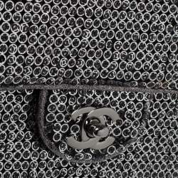 Pre Owned حقيبة شانيل قلاب مزدوج شانيل كلاسيكية سلسلة بيجو متوسطة جلد مبطنة سوداء