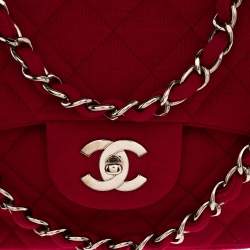 مملوكة مسبقًا حقيبة شانيل "جامبو كلاسيك" قلاب واحد جيرسيه مبطن وردي