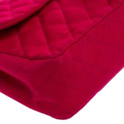 مملوكة مسبقًا حقيبة شانيل "جامبو كلاسيك" قلاب واحد جيرسيه مبطن وردي