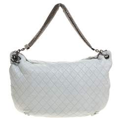 Pre Owned Chanel White Quilted Leather Chain Mail Bag
