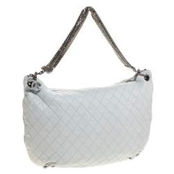 Pre Owned Chanel White Quilted Leather Chain Mail Bag
